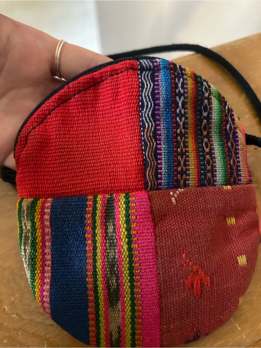 Colorful Red Woven Crossbody Bag - Women